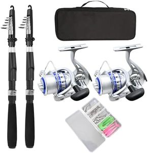 Fishing Pole Combo Set,2.1m/6.89ft 2PCS Collapsible Rods 2PCS Spinning Reels Mono Fishing line Come Setup Already！Lures Set Carrier Bag Freshwater Kit Fishing Rod Reel Combos ministoream