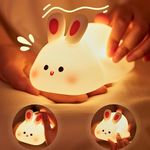 SKYTONE Cute Panda Night Light For Kids,Nursery Silicone Night Light,7-Color Changing LED Lamp,Room Decor, Gifts For Toddler Children Teenage Girls Valentine'S Day (Big Face Rabbit), White