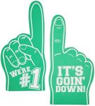 Okuna Outpost 2 Pack Foam Finger #1, It's Goin' Down, Sports Party Favors, Outdoor Essentials, Green (17.5 in)