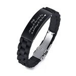 Men's Bracelet Daddy Gifts - Black Stainless Steel ID Silicone Bracelet Engraved Quote to My Dad Wristband Jewellery Gift for Daddy Father from Son, Gifts for Birthday Christmas Father's Day