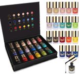 beauty4britain Matte Nail Polish Set 18 Shades in Luxury Black and Gold Box Non-Gel Formula for Elegant Nail Looks