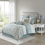 510 DESIGN Shawneel 8 Piece Bedding Comforter Set for Bedroom, Queen Size, Blue