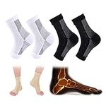 4 Pairs Neuropathy Socks, Soothe Socks for Neuropathy Pain, Comprex Ankle Sleeves Socks, Neuropathy Pain Relief Socks (L/XL, 2 Pairs Black + 2 Pairs White With Dot)