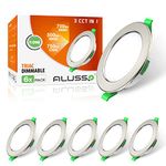 ALUSSO LED Recessed Ceiling Spot Lights Dimmable, 10W IP44 Ultra Slim Downlights 230V 800LM, Warm White 3000K Neutral White 4000K Cool White 6500K Adjustable Lights for Living Room Bathroom, 6 Pack