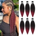 XIIMENALU Pre Stretched Braiding Hair 6 packs EZ Braids Natural Yaki Texture Hair Extensions Full Easy Braid Professional Synthetic Fiber Pre-stretched Hair for Braiding Braids (26 inches, 1B/900)