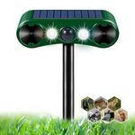 Ultrasonic Cat Repellent, Solar Cat Repellent & Outdoor Pet Repellent 2 Modes, IP55 Waterproof, Ultrasonic Animal Repeller with PIR Sensor & Flash for Farm Garden Yard Dog Cat Fox Bird Deterrent