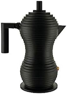 Alessi Pulcina MDL02/3 BB Caffettiera Espresso di Design, in Fusione di Alluminio con Manico e Pomolo in PA, 3 Tazze, Nero