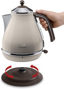 DeLonghi Icona Electric Kettle, Pastel Cream – Retro Style