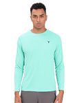 TECHNOSPORT QuickDry Mens SlimFit RoundNeck FullSleeve T-Shirt Odourfree Breathable UV Protection | Licher Blue, M | MTOR17LRBMED