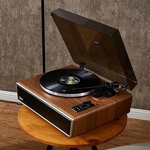 Arkrocket Huygens High Fidelity Bluetooth Record Player with Built-in Speakers Belt Drive Vinyl Turntable with Moving Magnet Cartridge, Bluetooth Input Output and Aux-in Functionality (Huygens Walnut)