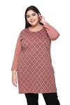 In Love Women's Cotton Kurta Printed Full Sleeve Plus Size Long T-Shirt