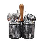 Mind Reader Utensil Holder, Silverware Organizer, Caddy, Cutlery Holder, Kitchen, Metal Mesh, 7.5" L x 7.5" W x 9.75" H, Black