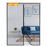 Yotache Magnetic Screen Door Fits Door Size 72 x 80, Screen Size 74" x 81" Strengthened French and Patio Door Screen Curtain Black