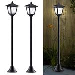 40 Inches Mini Solar Lamp Post Lights Outdoor, Solar Powered Vintage Street Lights for Lawn, Pathway, Driveway, Front/ Back Door, Pack of 2