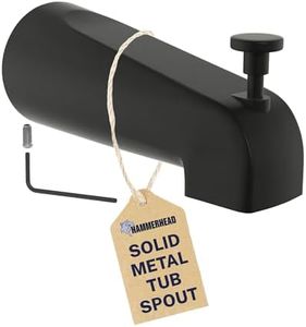 HammerHead Showers Solid Metal Tub Spout with Diverter, Slip On Bath Tub Spout for ½” Copper Pipe, Easy Install Bathtub Faucet, Matte Black