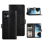 Feitenn for Oneplus Nord N30 Case, Slim Folio Cover PU Leather Soft Plastic Bumper Shockproof Durable Phone ID Card Slots Kickstand Case for 1+ Oneplus Nord N30 2023 (Black)