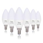 Simba Lighting LED Candelabra Light Bulbs B11 (C37) Candle Shape E12 Base (6 Pack) | Decorative 5W 40W Replacement 110V, 120V for Chandelier, Ceiling Fan, PC Cover, Non-Dimmable, Daylight 5000K