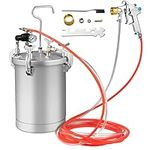 COSTWAY 15L Paint Tank, Pressure Pot Paint Sprayer with 3.5mm Nozzle Spray Gun, Double Pipes, Adjusting Spray Range, Paint Flow & Air Volume, Leakproof Paint Spray Gun Kit for Commercial Home Use