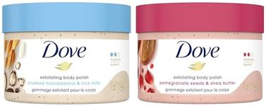 Dove Exfoliating Body Polish | Macadamia & Rice Milk + Pomegranate & Shea Butter (298g each)