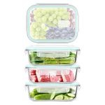 RTUIY Glass Sets with Lids-640ml*4,Glass Food Containers with Lids,Glass Meal Prep Containers,Glass Storage Containers with Lids,Glass Lunch Box with Lid,Glass Dish with Lid…