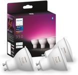 Philips Hue White & Colour Ambiance Smart Spotlight 3 Pack LED [GU10 Spotlight] - 350 Lumens (50W Equivalent). Works with Alexa, Google Assistant and Apple Homekit, 929001953115