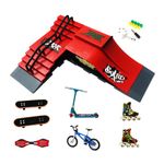 Kid's Dream 2-in-1 Finger Toy Skateboard Park Ramps, Including Fingerboards, Finger Bike, Scooter, Caster Board, Skates, and Ramp Set(B)