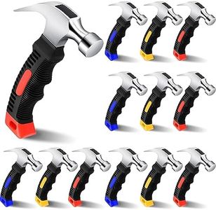 12 Pcs Stubby Claw Hammer, 8 Ounce Small Mini Stubby Hammer, Small Claw Hammers Lightweight Melt Claw Hammers Tool for Home Repair, Building, Work, Crafts Handmade Outdoor Camping (Blue-Yellow-Red)
