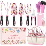 Fixmend Gardening Gifts for Women, 10 Pcs Garden Tools Set with Flower Print, Gardening Hand Tools Gift Kits for Birthday, Mother's Day, Christmas, Retirement