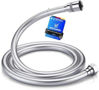 GRIFEMA Smooth Shower Hose 1.5m / 59 Inch – Flexible PVC Shower Hose, Anti-Kink & Leakproof, Universal G1/2" Fit, Durable Replacement Hose with Brass Connectors & Washers - Silver