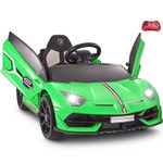 Kids Republic Official Licensed SVJ 12V Battery Powered Electric Ride-on Car for Kids with Remote Control, Leather Seat, LED Lights and MP3 Player - 12V Ride on Car for Kids (Green)