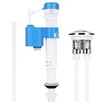 Finetoknow 38MM Toilet Flush Button & Toilet Fill Valve,Toilet Cistern Flush System Accessories,Dual Push Button+Bottom Entry Float Flush Cistern Valve,Anti Syphon,Adjustable