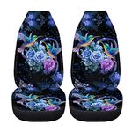 WELLFLYHOM Hummingbird Car Seat Cover for Women Purple Rose Car Accessories,Auto Seats Covers Front Seat Only,2 Piece Driver Seat Protector Auto Seat Covers Universal Fit for Car Truck/SUV/Vans