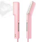 Newbealer 2in1 Travel Iron with Global Voltage, 100-240V Clothes Steamer, Dry Ironing & 2 Steam Levels, Non-Stick Ceramic Soleplate, Fabric Wrinkle Remover, Auto-off, Self Cleaning, No Clamp (Pink)