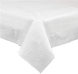 PLASTICPRO Disposable 3 Ply Paper & Plastic Tablecloth Absorbent, Waterproof, White Table Cover for Rectangle Tables fits 6-8 Foot Tables Size: 54'' X 108'' Case of 40