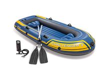 VWretails Challenger 3, 3 Person Inflatable Boat for Flood Rescue, Adventure, Rafting, Fishing, with Oars & Air Pump (68370)