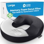 Donut Cushion Haemorrhoids Pillow – Large - 100% Memory Foam Cushions with Non-Slip Bottom – Doughnut Ring to Sit On - Orthopedic Firm Seat for Home, Office, Wheelchair – Coccyx Pain Pressure Relief