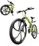 Max4out 26 Inch Folding Mountain Bike, 21 Speed Full Suspension Bicycle with High-Carbon Steel, Dual Disc Brake Non-Slip Quick Release tire Folding Bicycle for Adults/Men/Women(Green)