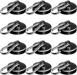 E BAVITE Carabiner Magnetic Hooks, 110LBS Strong Magnets, Black, 12 Pack