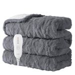 Aheadpret Heated Blanket-Electric Blanket 50"x60" Soft Heated Throw Blanket with 5 Heating Levels & 3 Hours auto-Off,Machine Washable(Grey