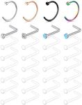 D.Bella 18G Clear Nose Rings Retainer & 20G Clear Nose Rings Hoop Flexible Acrylic Clear Nose Piercing Retainer Kit for Work Surgery, Plastic, plastic