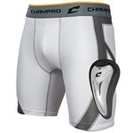 CHAMPRO Wind Up Compression Polyester/Spandex Sliding Short W/Cup, Adult Medium, White