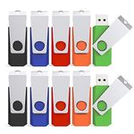 KEXIN 10 Pack USB Flash Drives 8GB USB Stick USB 2.0 Memory Stick Swivel Flash Drive with Pack of 10 Thumb Drive 8GB Flash Drive (5 Mix Color: Black Blue Green Orange Red)