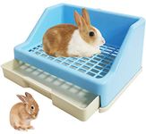 kathson Rabbit Litter Box Trainer Small Animal Potty Corner Toilet with Drawer Pet Cage Pan Litter Bedding Box for Adult Guinea Pig Hamster Bunny Ferret Galesaur Mouse Squirrel (Blue)