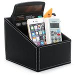 Bargain Crusader Black PU Leather Remote Controller Holder TV Guide CD Controller Organizer Remote Controller Caddy Stationery Organizer Stationery Caddy Stationery Holder