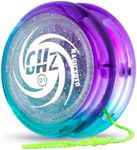 MAGICYOYO Toys Looping Yo-Yo, D1 Responsive Beginner Yoyo with Strings, Plastic Yoyo Great for String Tricks for Advance Players to Perform Like Pros + Extra 3 Strings -Glitter Crystal Green Purple