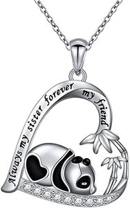 Gift Necklace for Sister from Brother Sister Heart Necklaces for Sisters Always My Sister Forever My Friend Panda Necklace for Little Big Sister Graduation Birthday Gifts