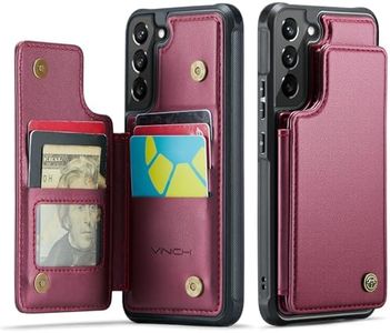 Vinich for Samsung Galaxy S22 Plus Wallet Case with Card Holder, Wine Red
