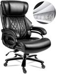 400lbs Big and Tall Office Chair for Heavy People Executive Office Chair Wide Spring Seat Home Office Desk Chair with Heavy Duty Casters 360 Swivel Chair Computer PU Leather Chair (Black)