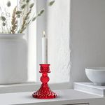 Clovefry Glass Candle Holder|Candle Stand|Table Decoration for Home, Office & Party (Candal Stand-24). (Red Pack of 2)