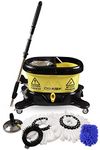 Cyclomop Heavy Duty Industrial Mop And Bucket Set With Wringer, Microfibre Cloth Head, Adjustable Handle, Stainless Steel Spinner, Wet Floor Caution Logo - Professional Cleaning 4 Commercial And Home